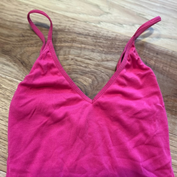 Talula Aritzia Hot Pink Contour Ribbed Cami Bodysuit - Size S - Picture 4 of 4